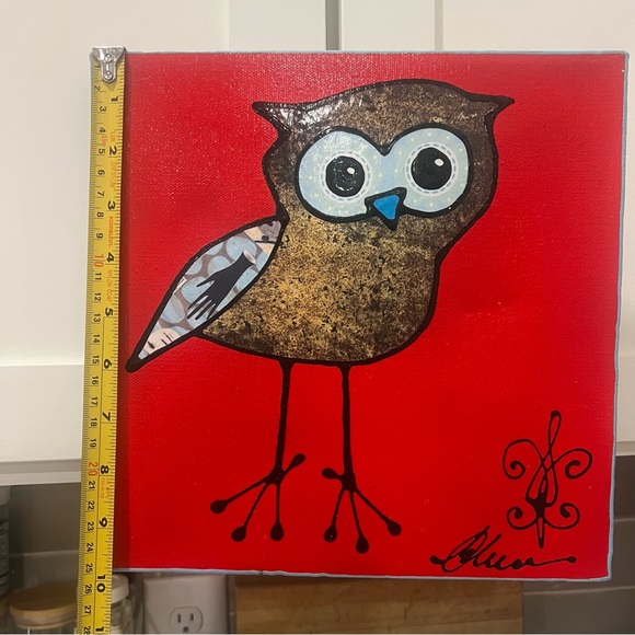 Owl art collage painting